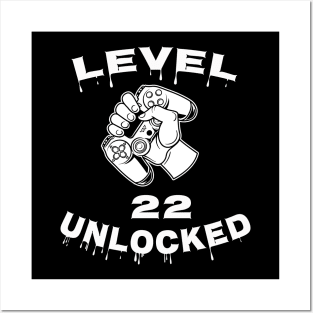 Level 22 Unlocked - Funny Mens 22nd Birthday Gamer Posters and Art